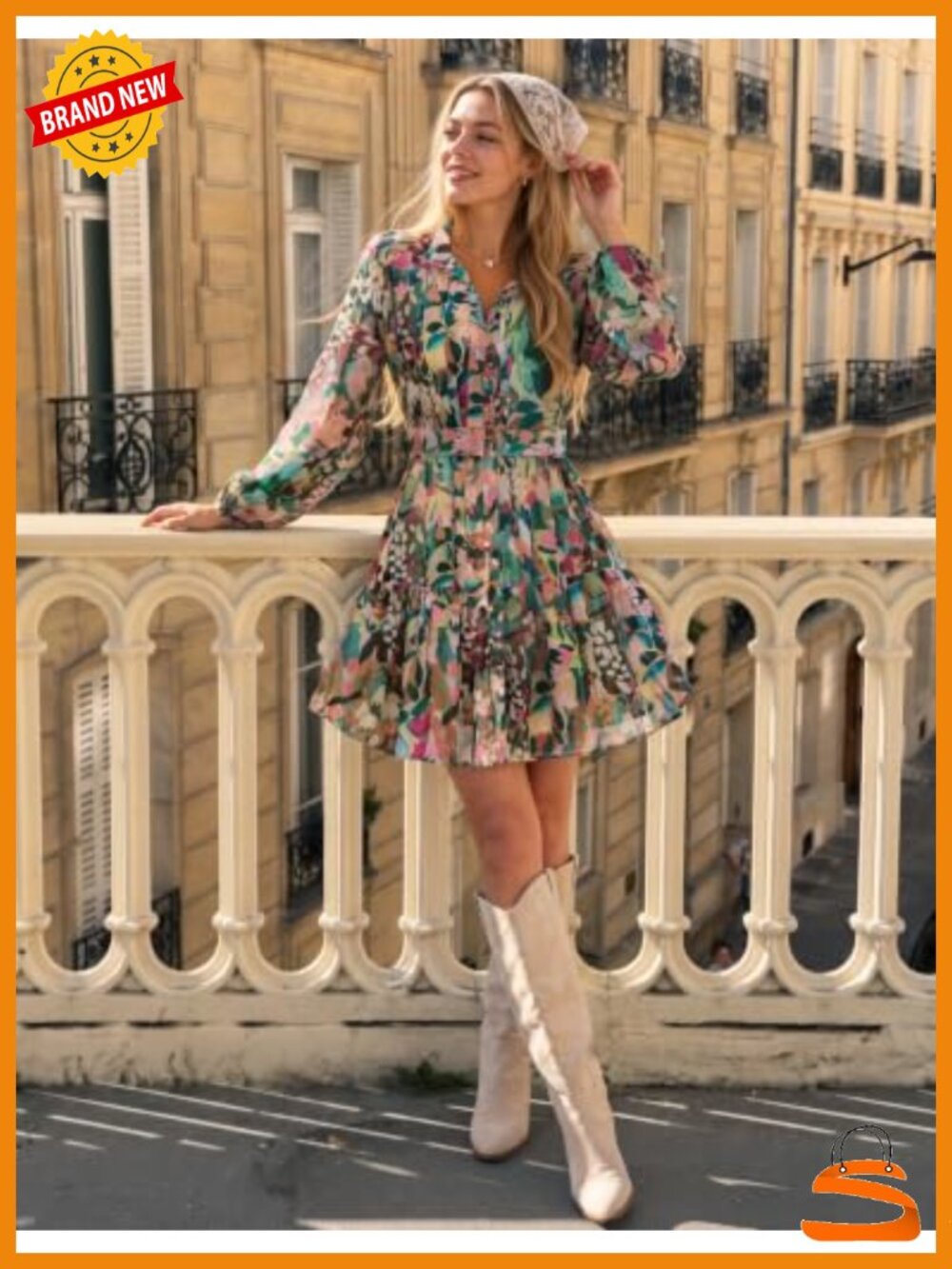 Women's Floral Lace Dress - Picture 5 of 6